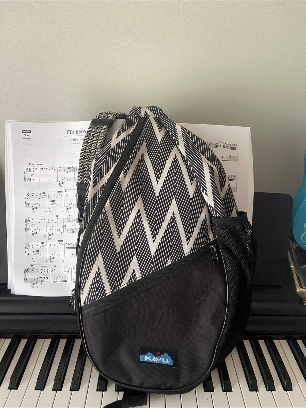 KAVU Black & White Chevron Sling Bag